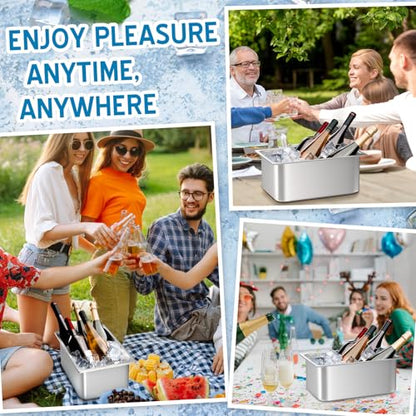 Meekoo 4 Pack 9L Stainless Steel Ice Buckets for Freezer, Wine & Beverage