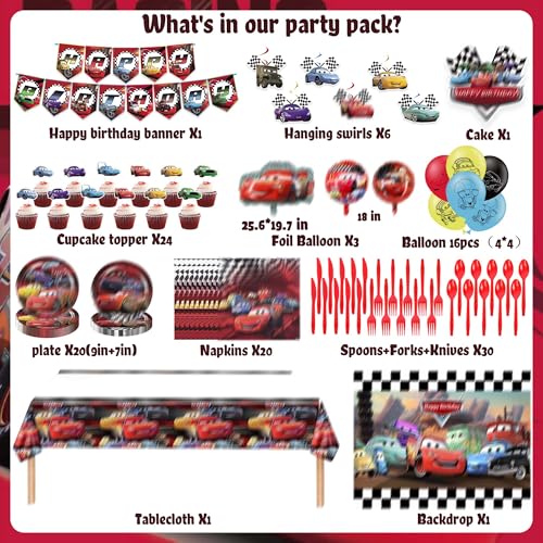 Birthday Party Decorations Set with Balloons Banner Cake Topper and More