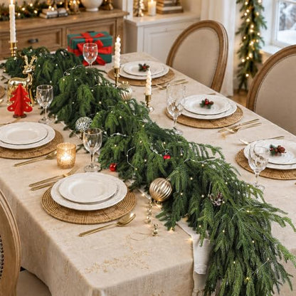 6FT Christmas Garland with Separate String Lights Faux Norfolk Pine