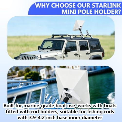 Stainless Steel Rod Holder Mount for Starlink Mini - Marine & Boat Use