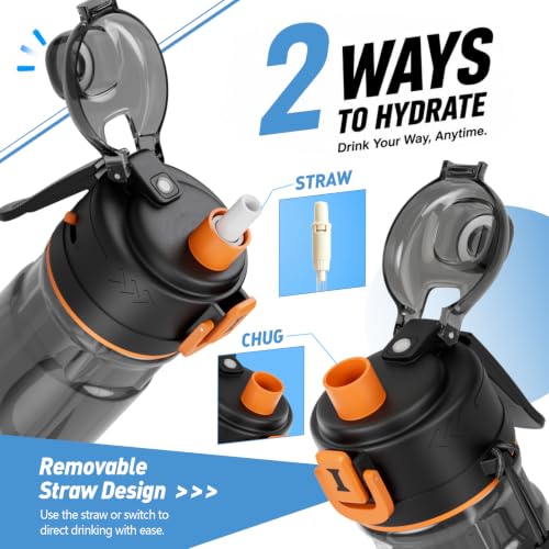 24 OZ Misting Water Bottle for Sports and Outdoor Activities - Black
