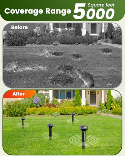 4 Pack Ultrasonic Snake Gopher & Rodent Repellent Solar Powered Waterproof Pest Deterrent