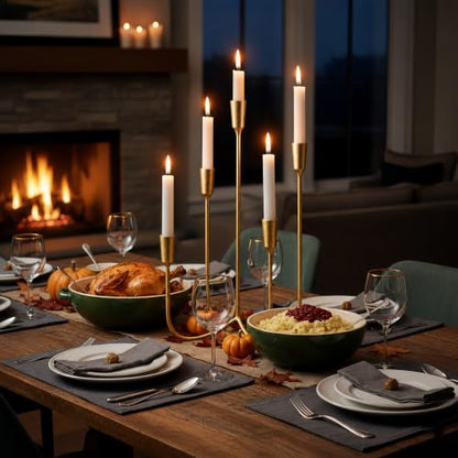 Gold 5 Arm Candelabra Candle Holder - Metal Taper Candle Stand