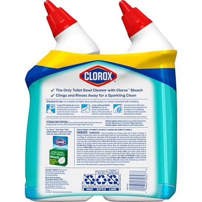 CLOROX Toilet Bowl Cleaner Clinging Bleach Gel, Ocean Mist, 24 Fl Oz, Pack of 2 (Package May Vary)