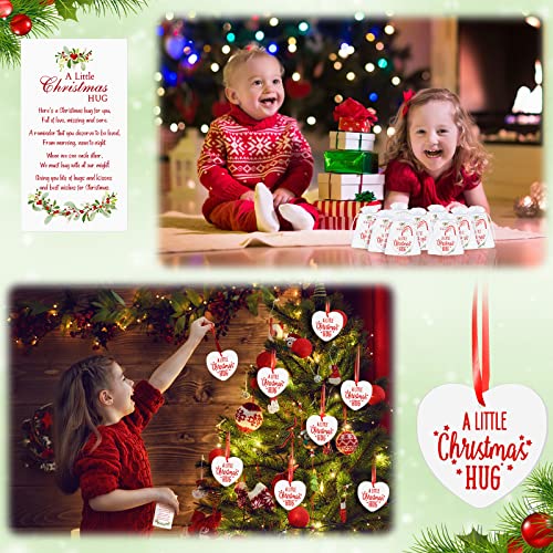 Christmas Heart Ornament Set - 72 Pieces Bulk Holiday Decorations with Cards & Gift Bags - Heart Style