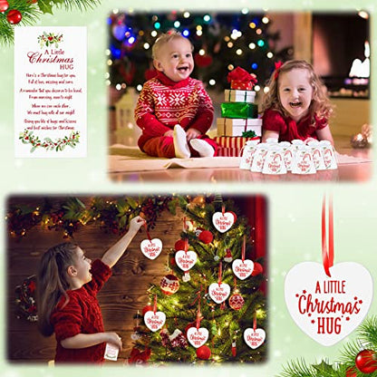 Christmas Heart Ornament Set - 72 Pieces Bulk Holiday Decorations with Cards & Gift Bags - Heart Style