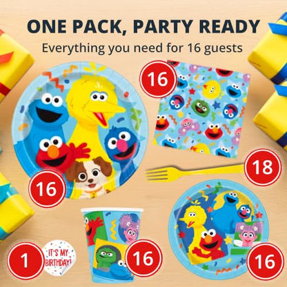 Sesame Street Party Decorations Tableware Set - Elmo Birthday Supplies
