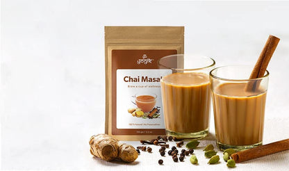 Go-Yogik Chai Tea Masala Spice powder[ 3.5Oz-(80 cups] Authentic Blend of Ginger cinnamon cardamom- Caffiene Free, Vegan, Unsweetened, No tea leaf