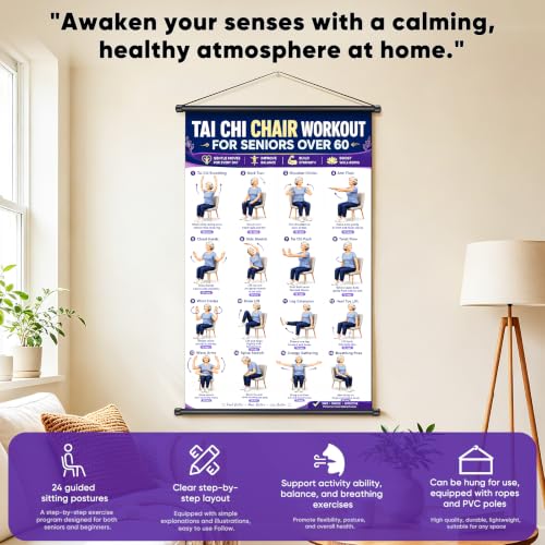 Tai Chi Exercise Poster for Seniors Balance & Flexibility 16x24 Inches