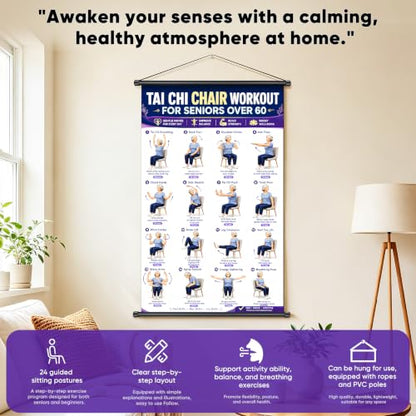 Tai Chi Exercise Poster for Seniors Balance & Flexibility 16x24 Inches