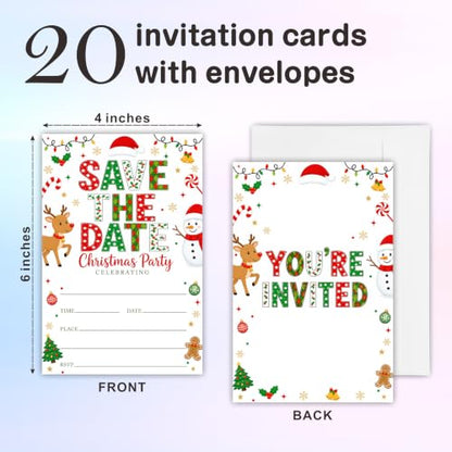 Plaid Reindeer Save The Date Christmas Invitations Pack with Envelopes - 4x6, 20 Count