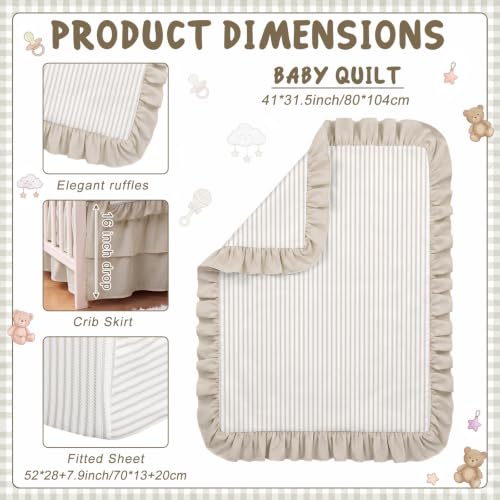 3-Piece Baby Crib Bedding Set with Ruffle Comforter and Fitted Sheet