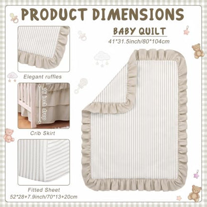 3-Piece Baby Crib Bedding Set with Ruffle Comforter and Fitted Sheet