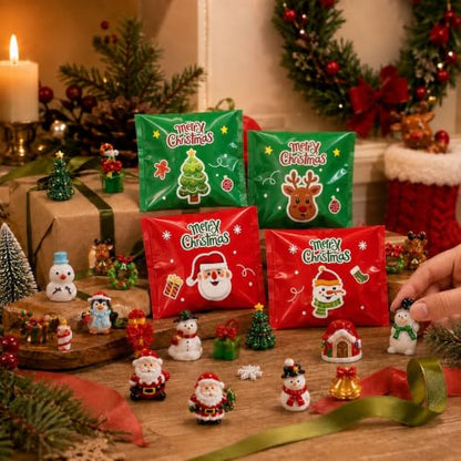 Christmas Miniature Figurines Set for Holiday Decorations and Stocking Stuffers