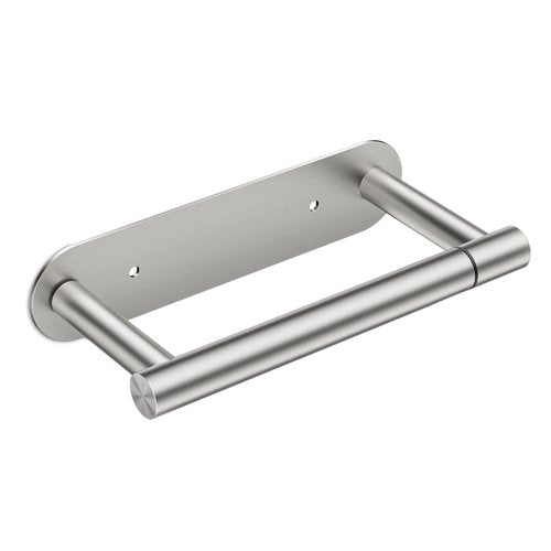 FORIOUS Toilet Paper Holder, Adhesive or Screw Wall Mount Pivoting Tissue Roll Holder for Bathroom, Stainless Steel Rustproof Self Adhesive Toilet Paper Roll Holder no Drilling, Brushed Nickel