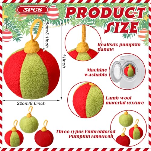 Christmas Ball Pillows Set - Colorful Plush Holiday Decor - 3 Pieces
