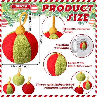 Christmas Ball Pillows Set - Colorful Plush Holiday Decor - 3 Pieces