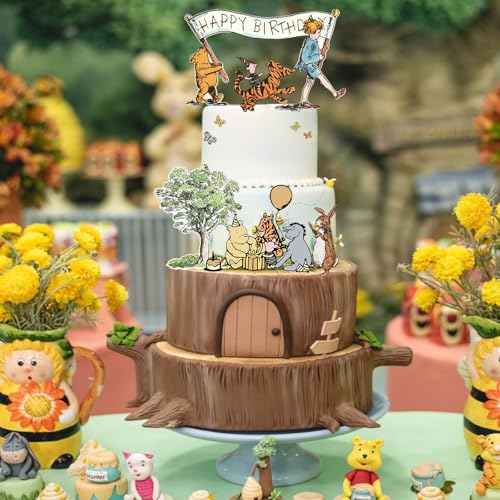 Winnie Cake Toppers for Birthday Decorations - 9 Pack