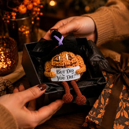 Halloween Crochet Pumpkin Boo Basket Stuffer - Funny Gnome Gift for Women & Men