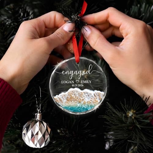 Engagement Ornament 2026 - Custom Just Engaged Christmas Ornament - Variation: Engaged 2