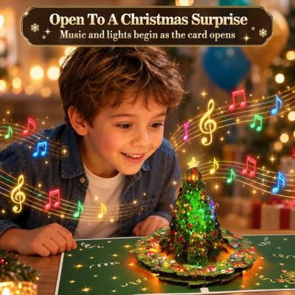 Musical Christmas Tree Pop Up Card with Lights & 32 Sec Music - Christmas Tree Variation