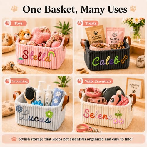 Personalized Pet Toy Storage Basket for Dogs and Cats - Custom Name & Icon