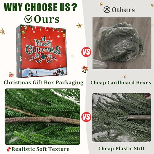 6 FT Realistic Christmas Pine Garland Artificial Greenery for Indoor Outdoor Holiday Decor
