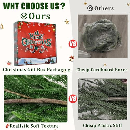 6 FT Realistic Christmas Pine Garland Artificial Greenery for Indoor Outdoor Holiday Decor