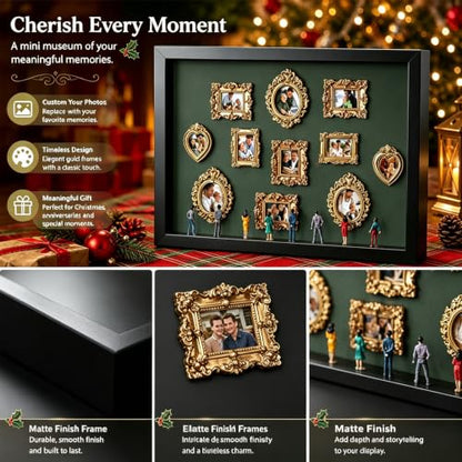 Rectangular Personalized Christmas Mini Museum Kit DIY Shadow Box with Mini Picture Frames