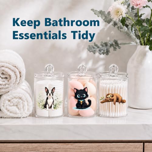 Deer Cotton Swab Holder with Lid - Clear Acrylic Woodland Bathroom Jar