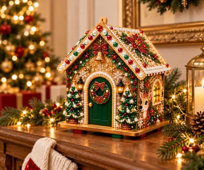 DIY 3D Christmas Pearl House Art Kit - Handmade Holiday Village Decoration B