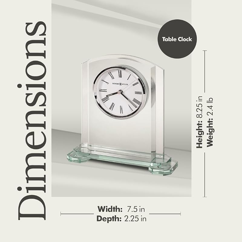 Howard Miller Chester Modern Tabletop Clock 555-208 - Glass Panels, White Dial