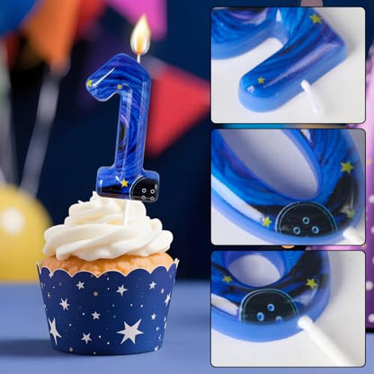 Retro Mysterious Number Candle - Dark Fairy Tale Cake Topper for Gothic Party - Variation 1