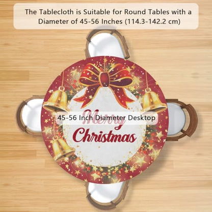 Round Waterproof Tablecloth 45-56 Inches with Elastic Edge, Holiday & Party Use - Variation 42 / 56"