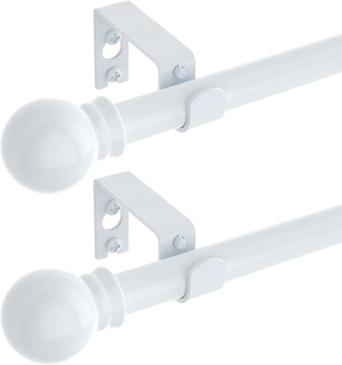 GXOACKJ Curtain Rod Set - Heavy Duty 5/8 Inch Metal Rods for Windows 32 to 48 Inch - 2 Pack White