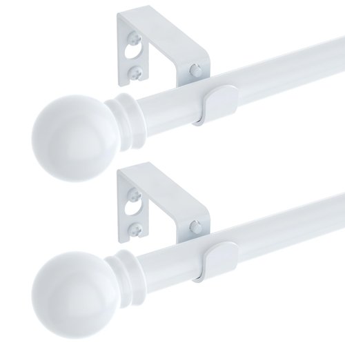 GXOACKJ 2 Pack White Curtain Rods for windows 66 to 120 inch, 5/8 inch Splicing Heavy Duty Metal Curtain Rod Set with Brackets
