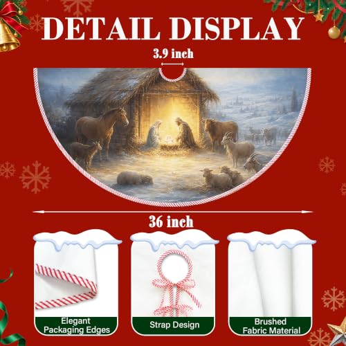 Christmas Tree Skirt 36 Inch Nativity Religious Holiday Decor