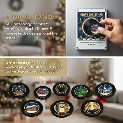 Christmas Vinyl Fridge Magnet Player with NFC Music Discs USB-C