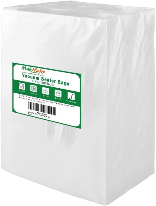 MakMeFre Vacuum Sealer Bags - 100 Quart Size, 8x12 Inch, BPA Free, Heavy Duty for Sous Vide Cooking