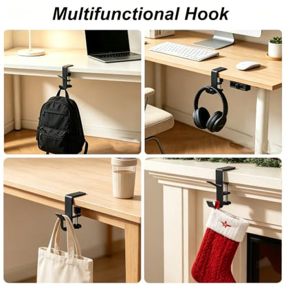 Black 4 Pack Adjustable Clamp-On Stocking Holders for Mantel Christmas Garland