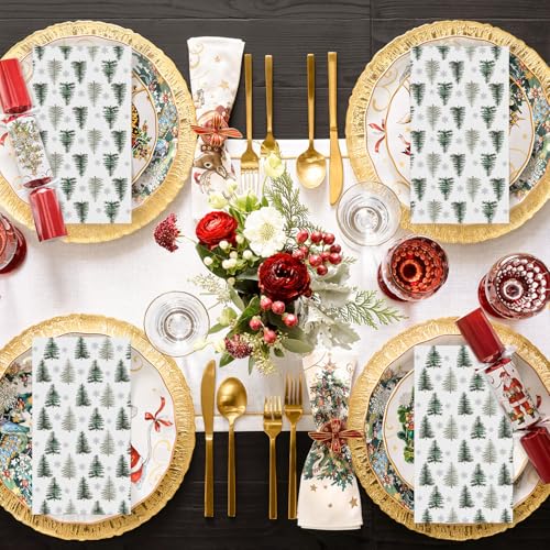 Christmas Paper Napkins 50Pcs Pine Tree Design 4.3 x 7.9 Inches Holiday Party Supplies