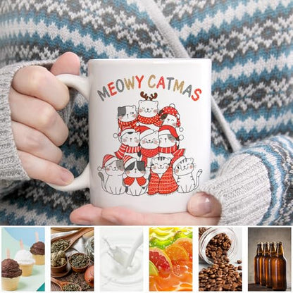Christmas Cat Lover Mug - Ceramic Coffee Cup with Red & Black Variation