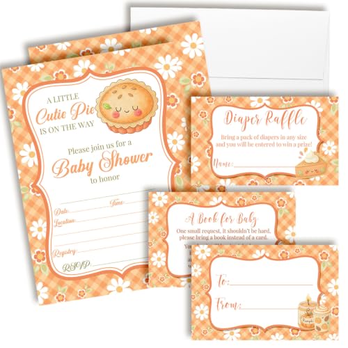 Autumn Cutie Pie Baby Shower Invitations Bundle - Fall Theme, 20 Sets