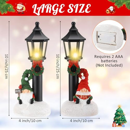 Lighted Christmas Gnome Decor Set - Resin Holiday Centerpieces, 10 Inches