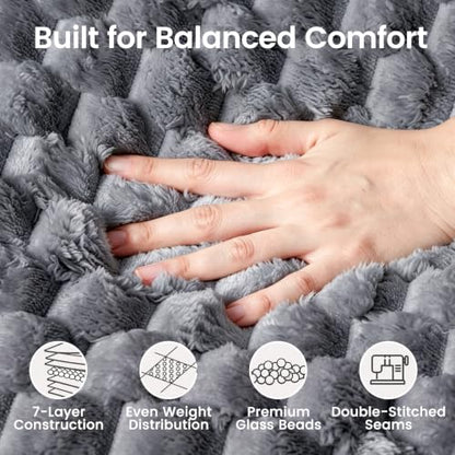 Queen Weighted Blanket 60x80 Inches 15lbs - Cozy Sherpa & Fleece Comfort
