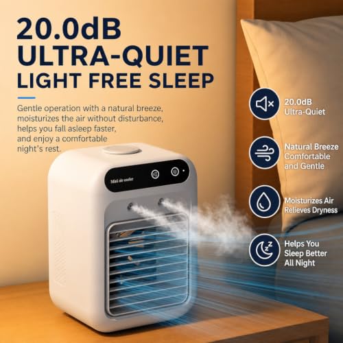 Portable Air Conditioner Fan with 3 Speeds, 2 Modes & 500ML Water Tank