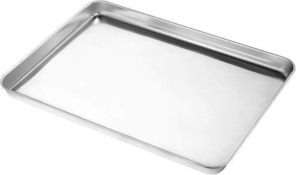 Wildone Baking Sheet Set - 12 PCS Heavy-Duty Stainless Steel Cookie & Toaster Oven Pans | Dishwasher Safe, 9 x 6.7 x 1 Inches