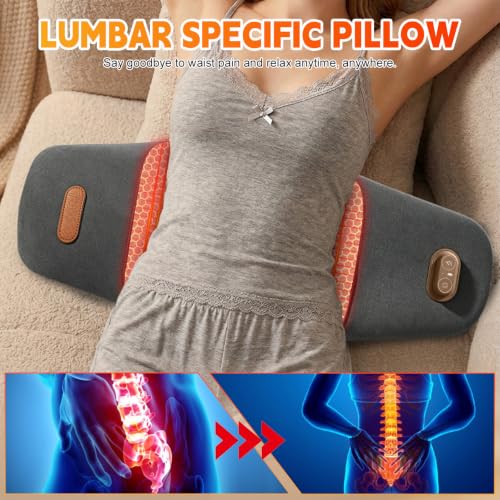 Lumbar Support Pillow with Triple Fusion Back Massager for Posture Relief