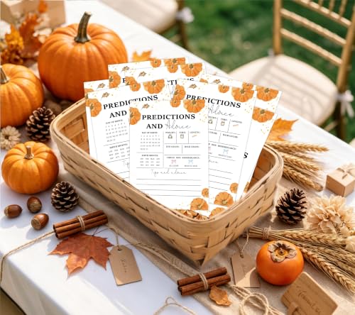 Little Pumpkin Baby Shower Games - Fall Predictions & Advice Game 7x5 Inches - 18 Cards - Fall Variations