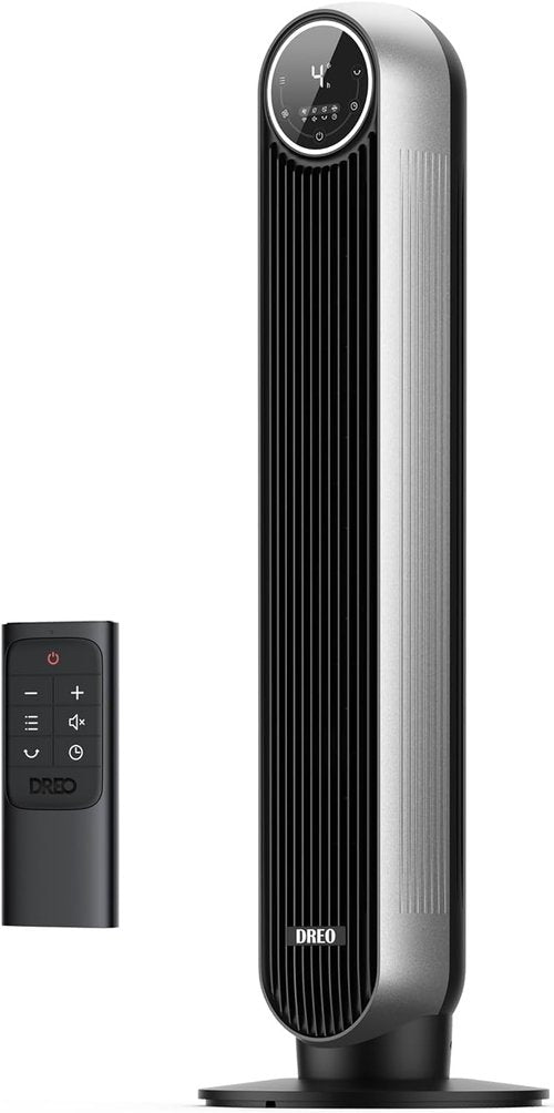 DREO Bladeless Tower Fan - Quiet 90° Oscillation, 4 Speeds & 8H Timer | Silver, Nomad One (DR-HTF007)